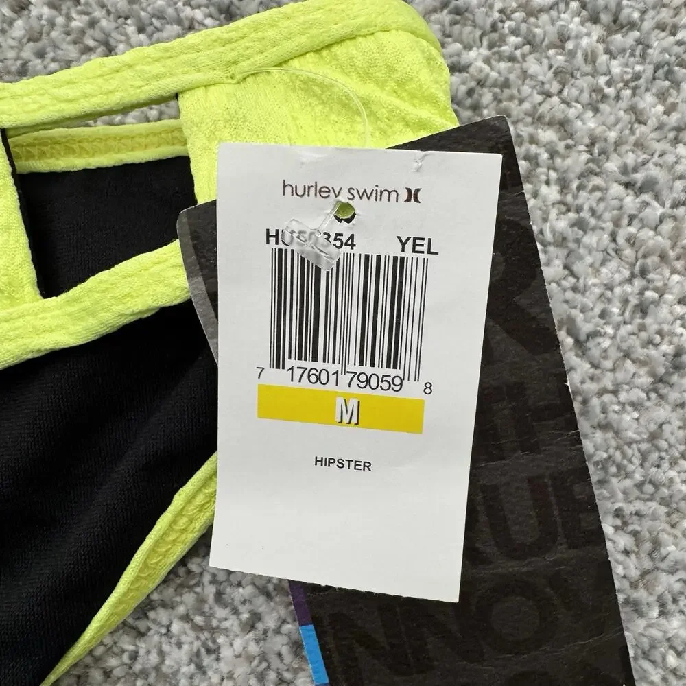 Hurley Swim Bikini Bottom M Swim Rave Neon Spring Break Festival Cheeky Y2K Surf - Picture 2 of 10
